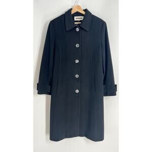 Kristen Blake Italian Wool Cashmere Car Coat Women Plus Sz 14 Black Long Button